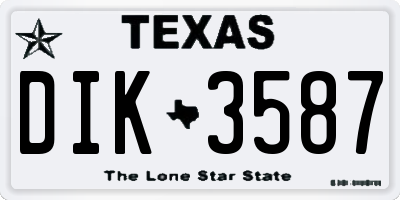 TX license plate DIK3587