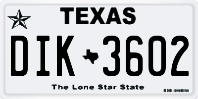 TX license plate DIK3602
