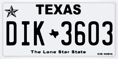 TX license plate DIK3603