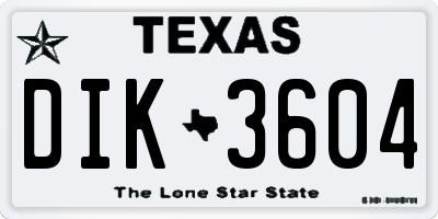 TX license plate DIK3604