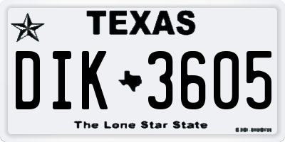 TX license plate DIK3605