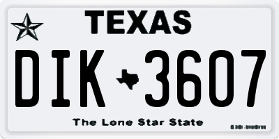 TX license plate DIK3607