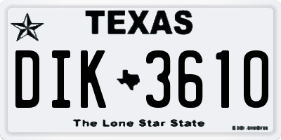 TX license plate DIK3610
