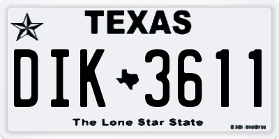 TX license plate DIK3611