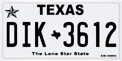 TX license plate DIK3612