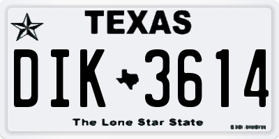 TX license plate DIK3614