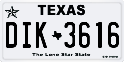TX license plate DIK3616