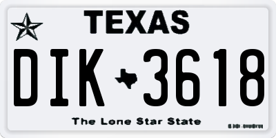 TX license plate DIK3618