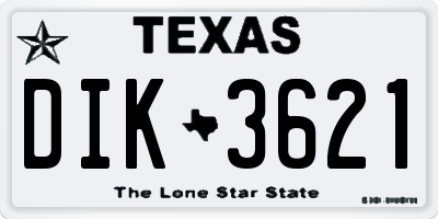 TX license plate DIK3621