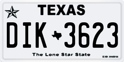 TX license plate DIK3623