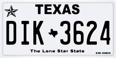 TX license plate DIK3624