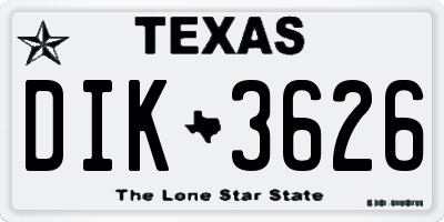 TX license plate DIK3626