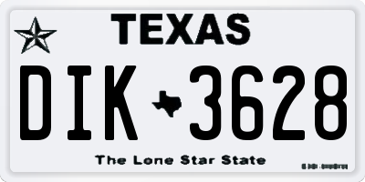 TX license plate DIK3628