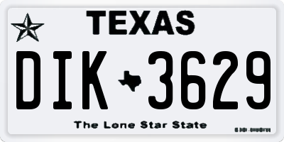TX license plate DIK3629