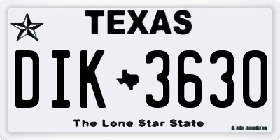 TX license plate DIK3630