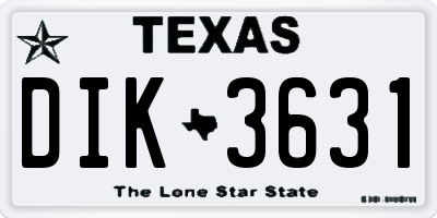 TX license plate DIK3631
