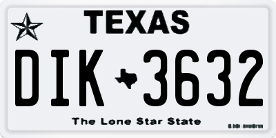 TX license plate DIK3632