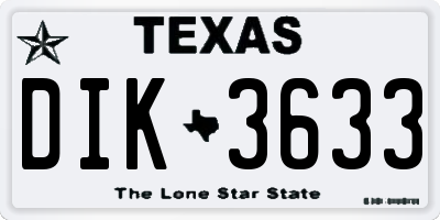 TX license plate DIK3633