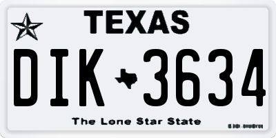 TX license plate DIK3634