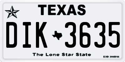 TX license plate DIK3635