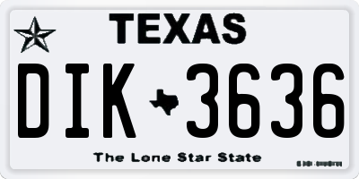 TX license plate DIK3636