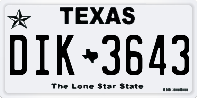 TX license plate DIK3643
