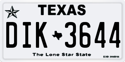 TX license plate DIK3644