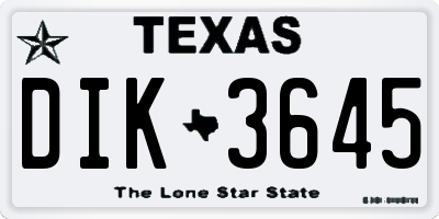 TX license plate DIK3645
