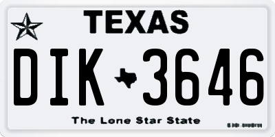 TX license plate DIK3646