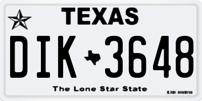 TX license plate DIK3648