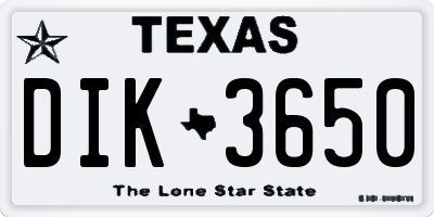 TX license plate DIK3650