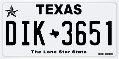 TX license plate DIK3651