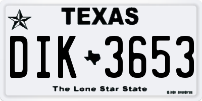 TX license plate DIK3653