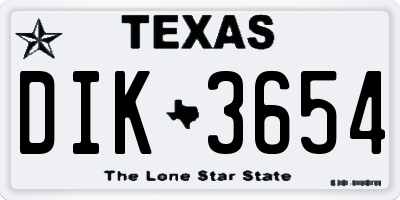 TX license plate DIK3654