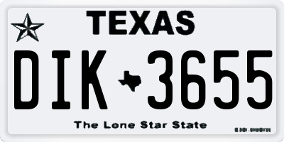 TX license plate DIK3655