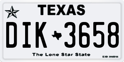 TX license plate DIK3658