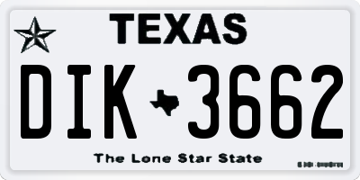 TX license plate DIK3662