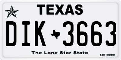 TX license plate DIK3663