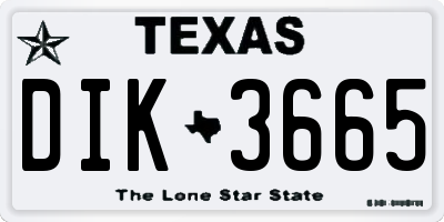 TX license plate DIK3665
