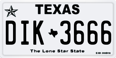 TX license plate DIK3666