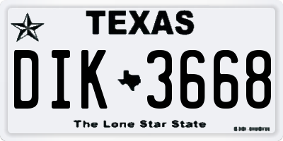 TX license plate DIK3668