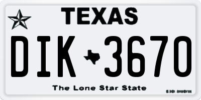 TX license plate DIK3670