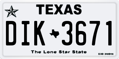 TX license plate DIK3671