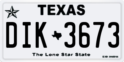 TX license plate DIK3673