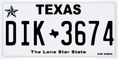 TX license plate DIK3674