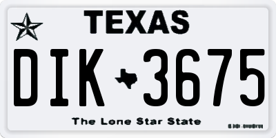TX license plate DIK3675