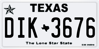 TX license plate DIK3676