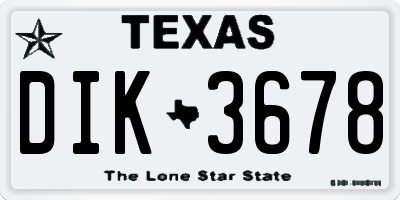 TX license plate DIK3678