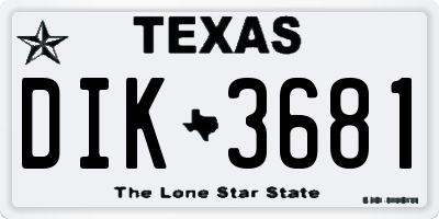 TX license plate DIK3681