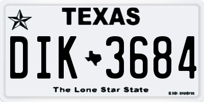 TX license plate DIK3684